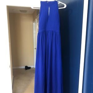 Lulu’s Halter Neck Royal Blue Cutout Maxi Dress